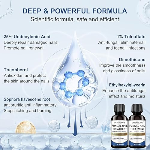 Miniatura 3 de Tratamiento de hongos en las uñas de los pies extra fuerte con 25% de ácido undecilénico, tratamiento de uñas encarnadas, reparación de uñas,