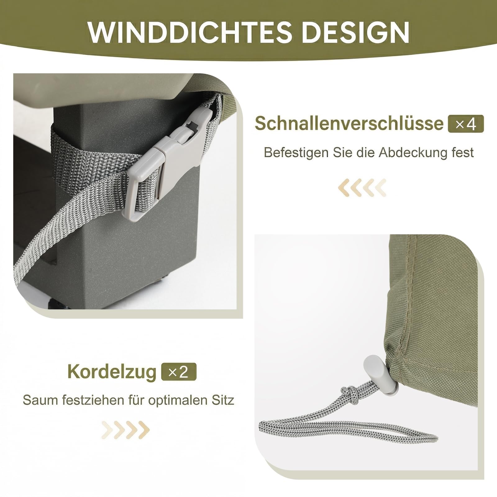 COWVIE Outdoor-Sofabezug für 3-Sitzer-Terrassenbank und Couch, wasserdichte 600D-Terrasse-Loveseat-Abdeckung mit reflektierenden Griffen und integrierter Aufbewahrungstasche für den Rasen