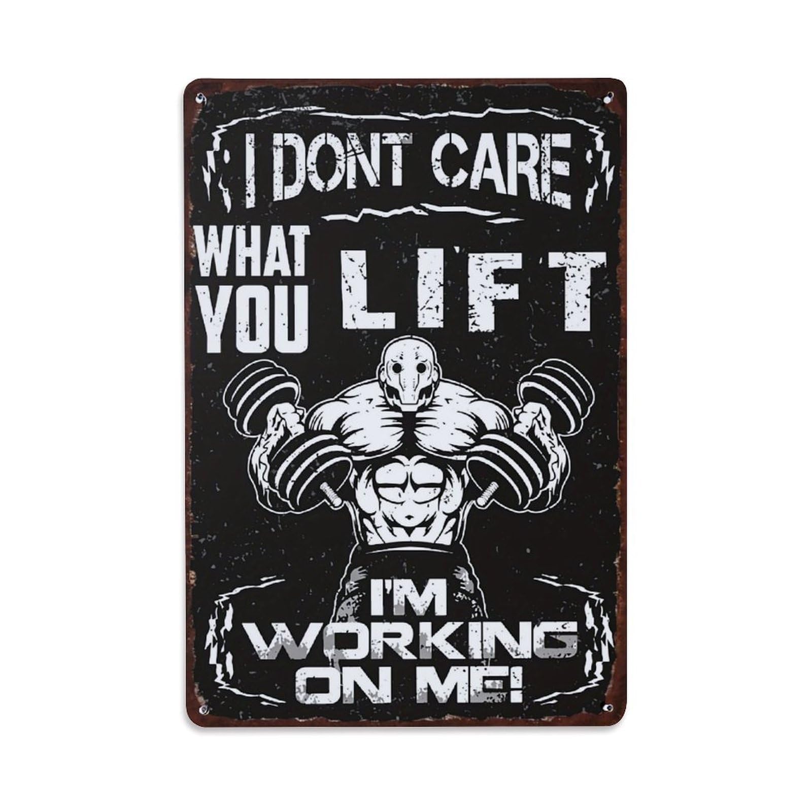 Jdfenggu Vintage Muscular Figure Lifting Dumbbells Retro Metal Tin Sign, Decor Art Poster For Bar, Home, Man Cave, Kitchen, Laundry Room Gift 8X12inch