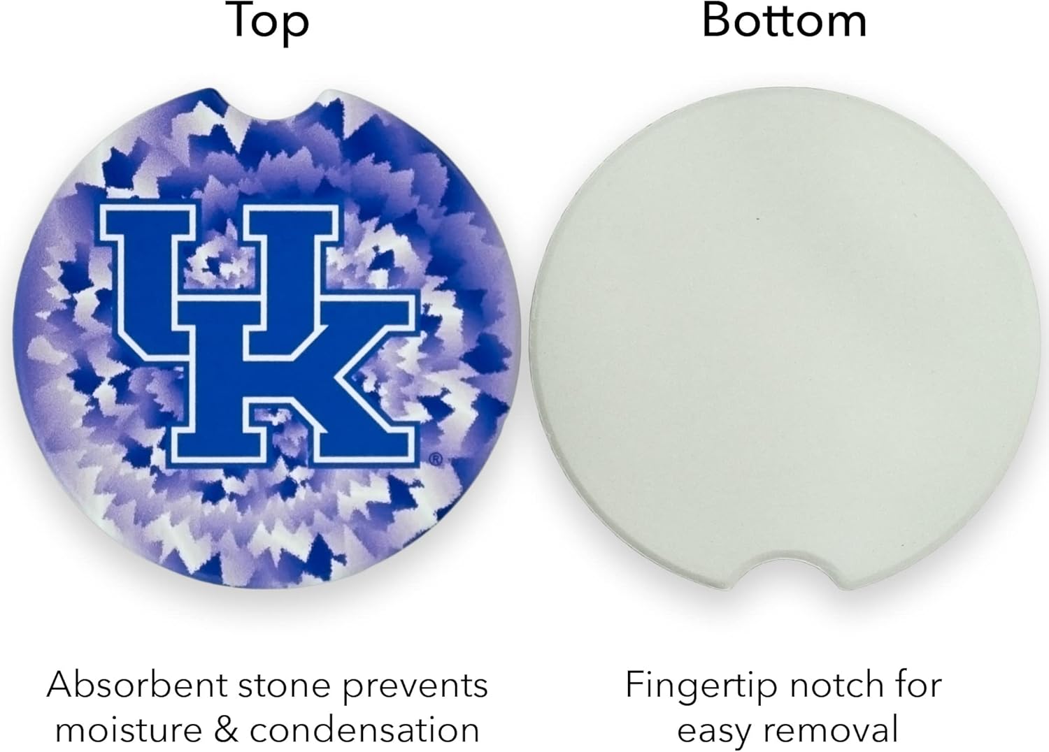 Kentucky Wildcats Set of 2 Car Coasters by Magnolia Lane - Removable Absorbent Ceramic Stone Coasters - Ideal Gift for Students, Alumni and Everyday Fan - Show - Image 5