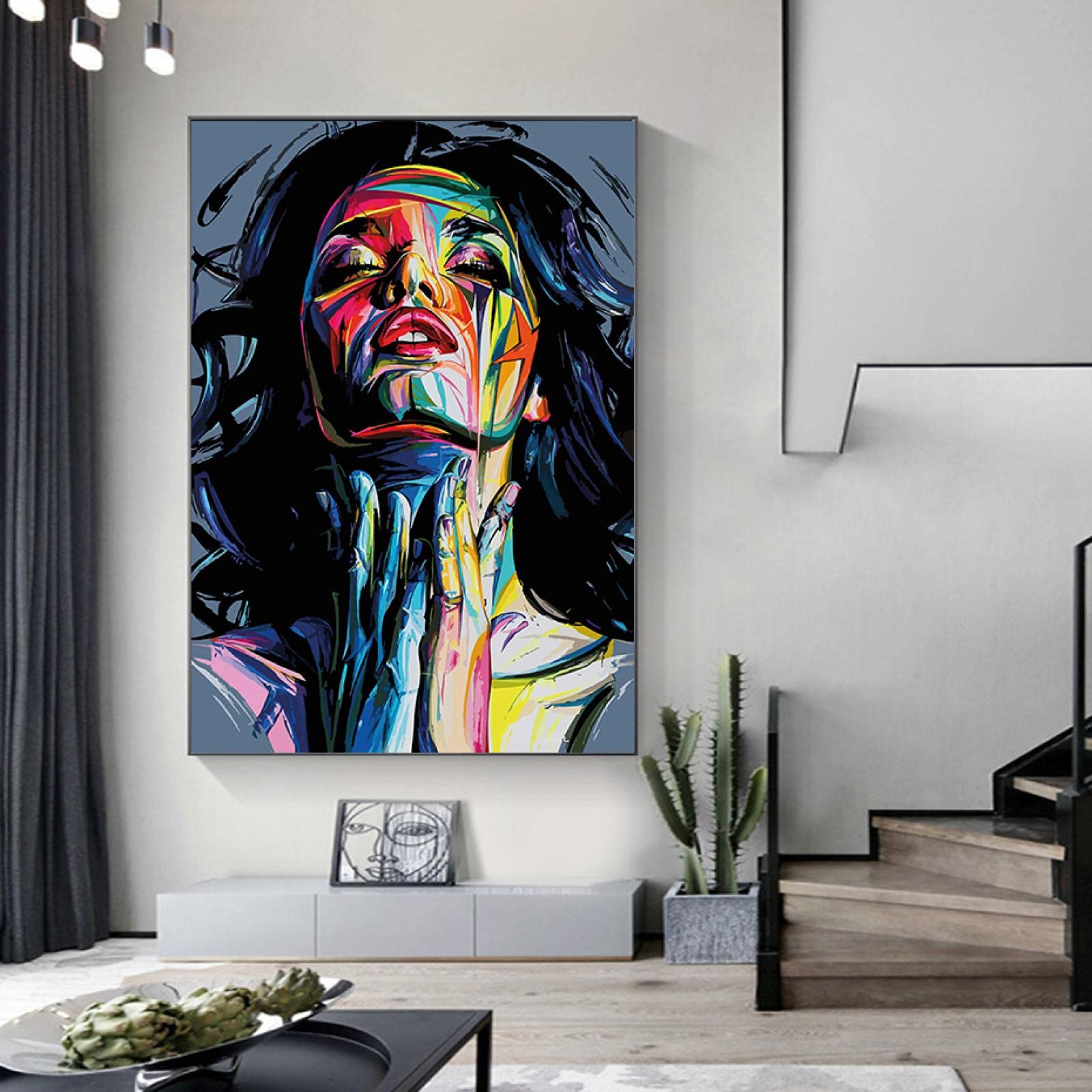 GEMMII Graffiti Frauen Porträt Leinwandbild, 70 X 100 Cm - Bunte Abstrakte Wandkunst