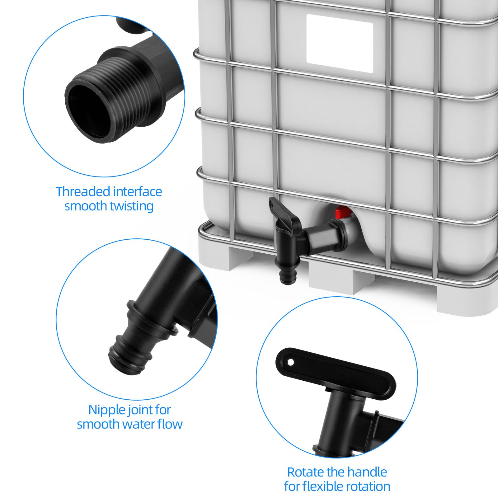 Robinet D'écoulement Plastique 3/4 "G Mâle Avec Contre-écrou écoulement Cyl. D.11/8 Mm