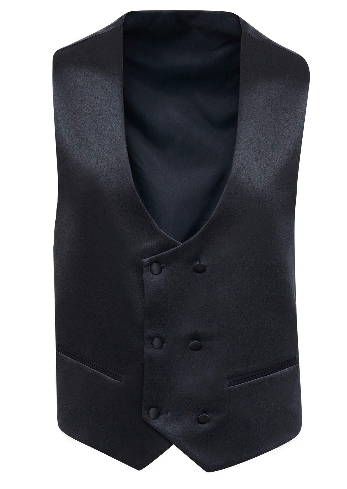 Evoga Men's Tailored Slim Fit Double Breasted Satin Waistcoat