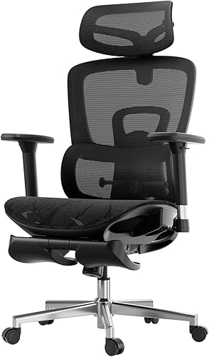 Hbada Silla de oficina ergonómica con reposabrazos ajustables 3D, soporte lumbar ajustable, respaldo alto para silla de computadora, silla de