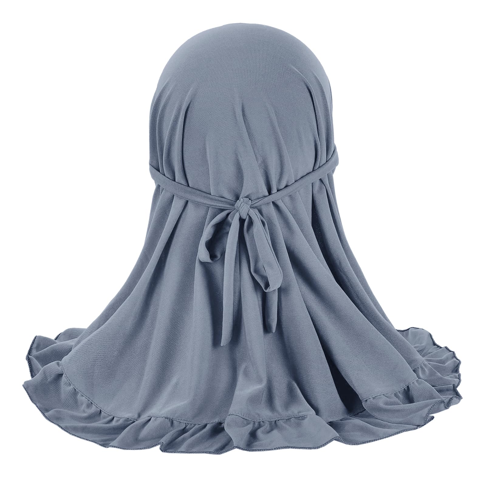 JIAHG 2pcs Hijab Fille 2-4 ans avec Bonnet Intégré Foulard de Tête à Bordure Plissée pour Fille Musulmane Arabe Africaine Malaisienne Écharpe Cagoule Doux et Confort