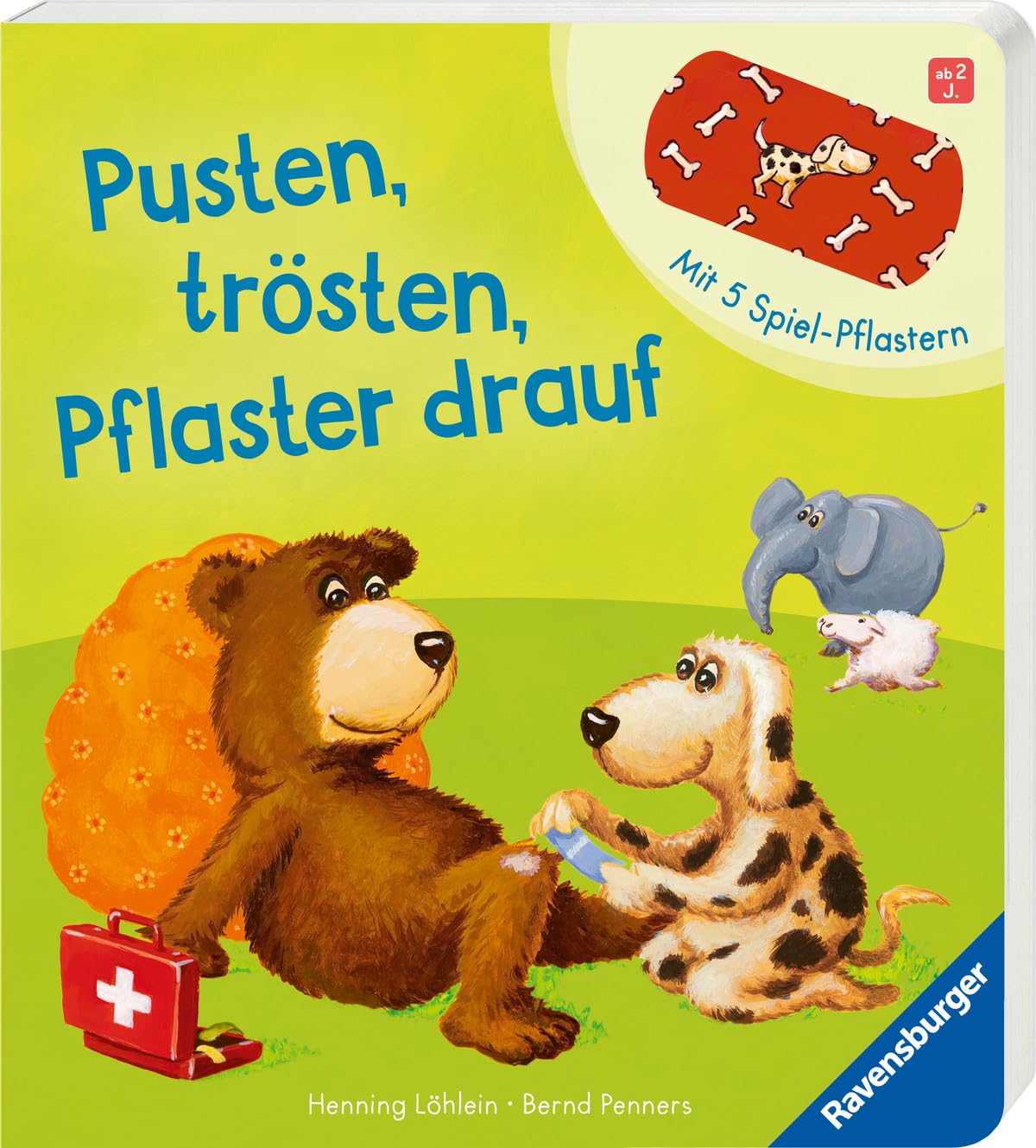 Pusten, trösten, Pflaster drauf! - Stickerbuch ab 2 Jahre, mit 5 bunten Pflastern zum Spielen