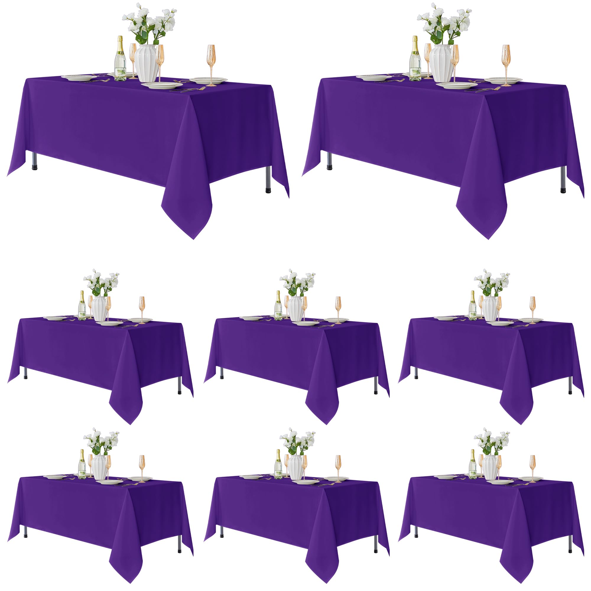 Fitable 8 Pack Purple Tablecloths 60x102 Inch for 6 Ft Rectangle Tables