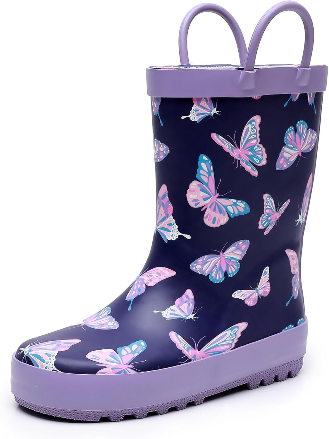 Kids Rain Boots with Easy-On Handles - Waterproof Rubber Boots for Girls & Boys, Fun Animal Patterns & Non-Slip Sole