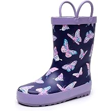 Kids Rain Boots with Easy-On Handles - Toddler Rain Boots Waterproof Rubber Boots for Girls & Boys, Cute Animal Patterns & Non-Slip Sole