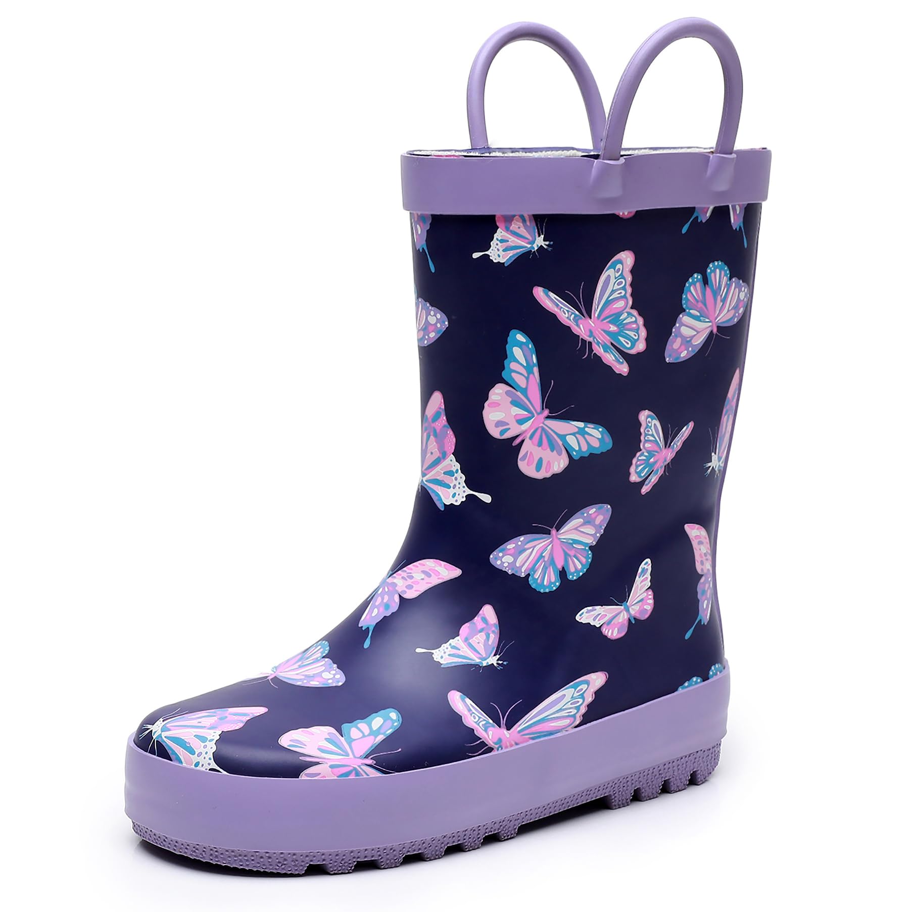 LANCDON Kids Rain Boots with Easy-On Handles - Waterproof Rubber Boots for Girls & Boys, Fun Animal Patterns & Non-Slip Sole
