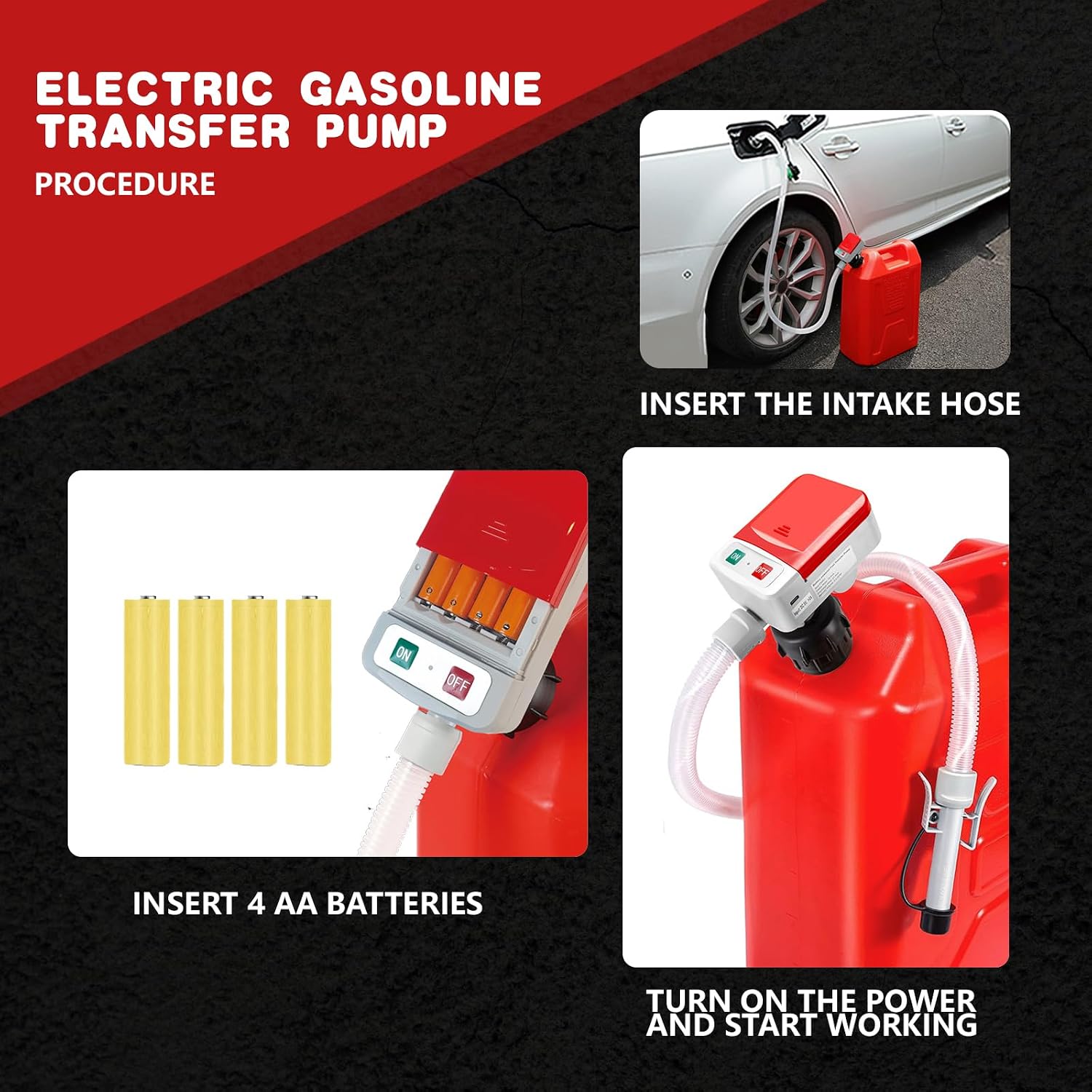 New Portable Electric Gasoline Transfer Pump Fuel Transfer Pump Battery Powered with Precision Auto-Close Nozzle for Diesel, Kerosene, Gasoline