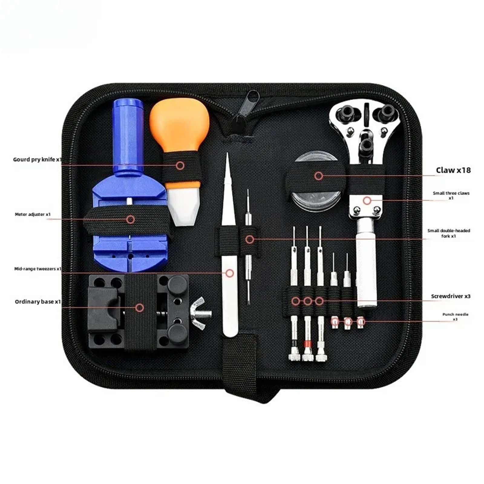 Kit d'outils de réparation de Montres 147 pièces pour horloger : Outil de Retrait de maillons, Barrette à Ressort, kit de réparation pour Le Remplacement et Le réglage des Bracelets de Montres.