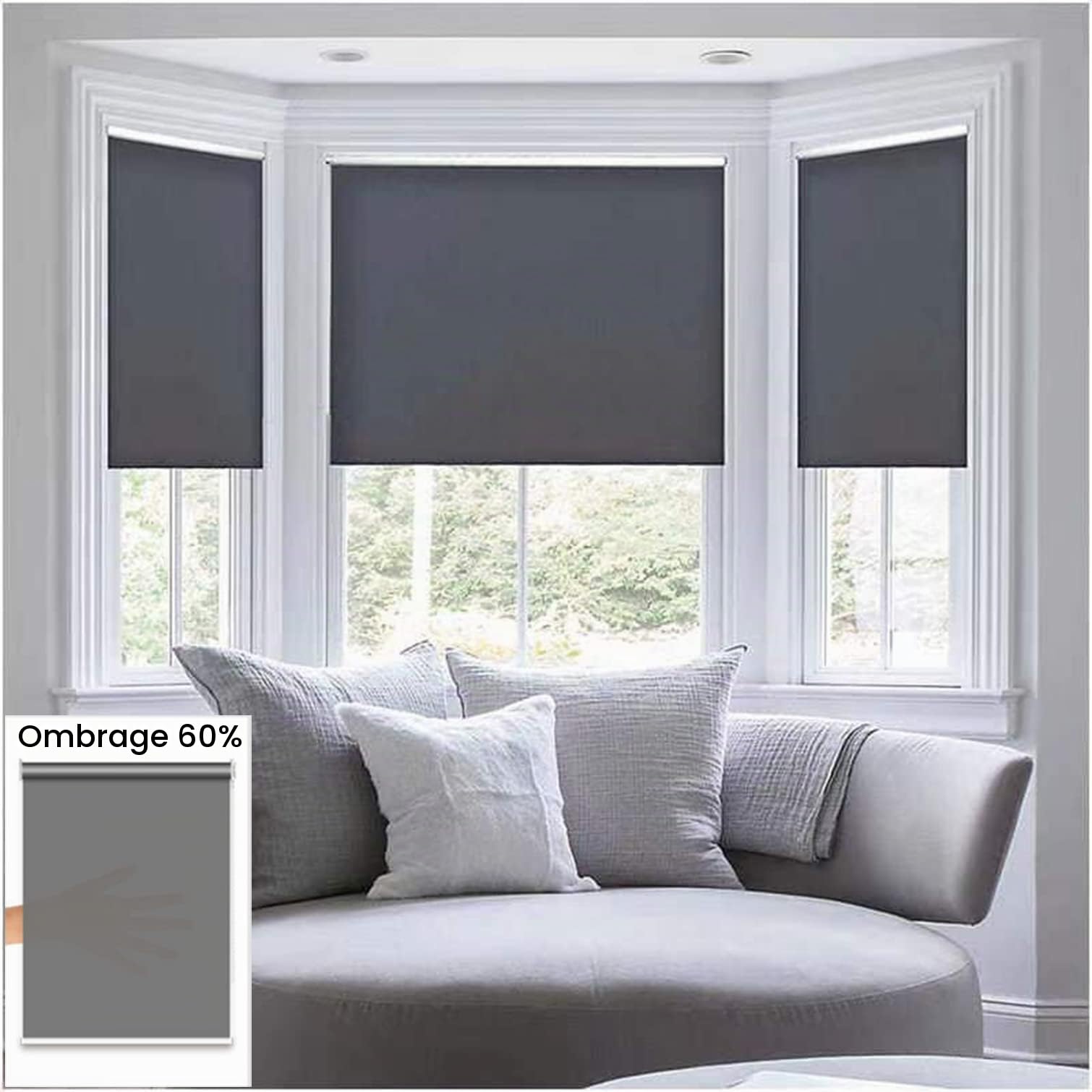 Store Enrouleur Occultant sans Fil,Stores Enrouleurs à Ressort à Montée Automatique,Imperméables,Protection UV,Rideau Polyester,Ombre 60%,pour Maison,Personnalisé (W90xH100cm(36x39in))