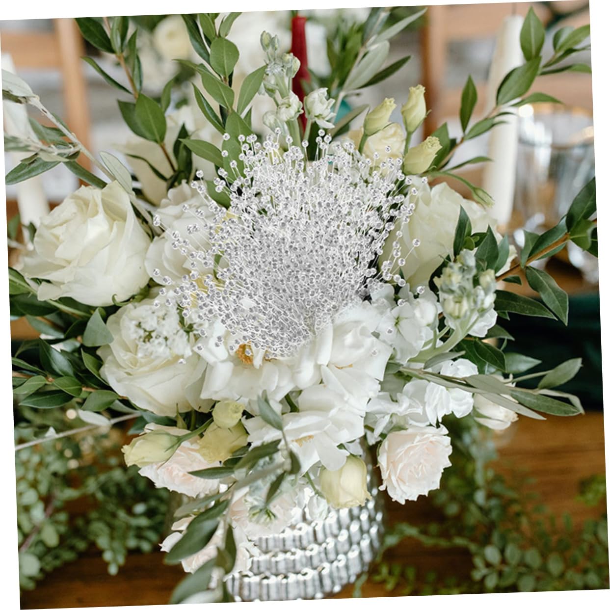 Angoily 200pezzi Ghirlande in Plastica Forniture per Bouquet Fai da Te Decorazioni per Feste Matrimonio Filo Centrotavola Vaso da Tavolo Materiali per Composizioni Floreali