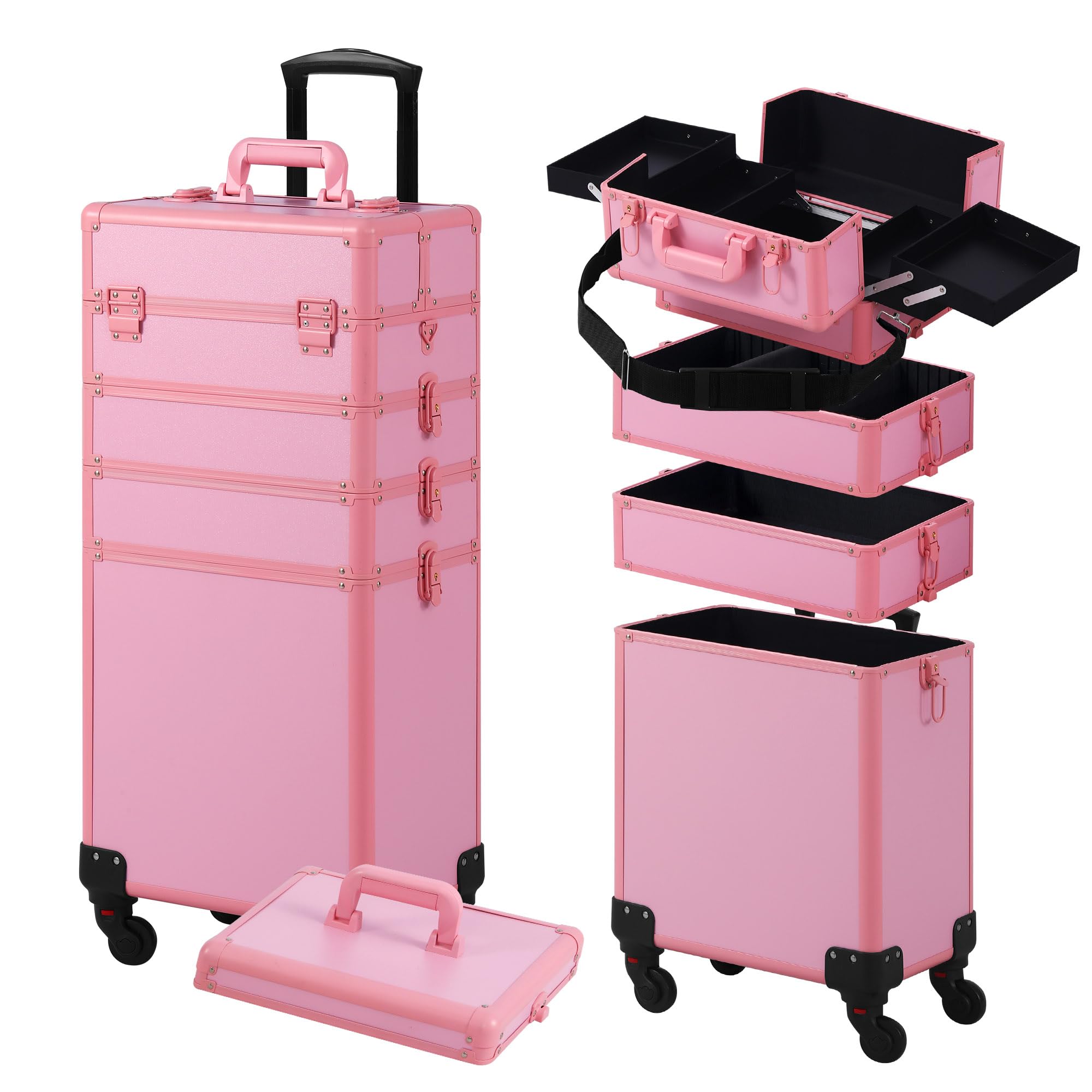 Somduy Etui na przybory do makijażu, etui na przybory do makijażu, kosmetyczka na kółkach, prezent świąteczny, duży organizer na przybory do makijażu, profesjonalna kosmetyczka do salonu