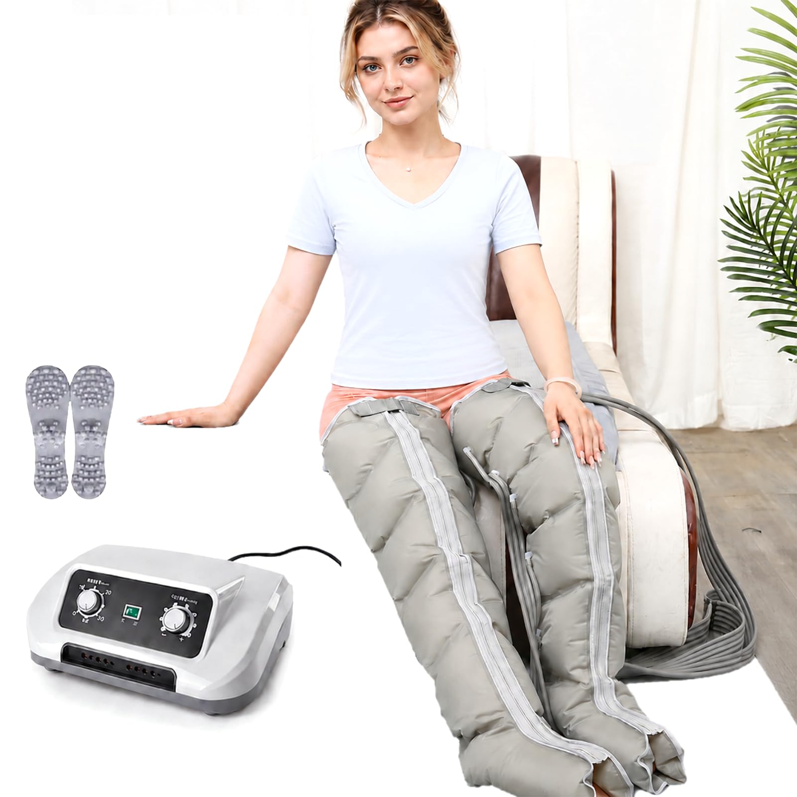 Botas Presoterapia Piernas Presoterapia Para Casa, 6 CáMaras De Botas De Compresion Fisioterapia, Drenaje Linfatico, Circulacion Sanguinea Piernas, Drenaje Linfatico, Alivia Dolor e Hinchazón