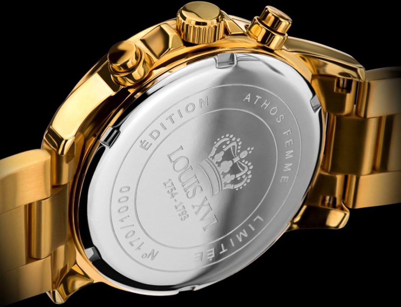 Louis Xvi da donna orologio da polso Athos pour Femme Stars Edition Gold analogico al quarzo in acciaio inox, oro 545 Louis Xvi da donna orologio da polso Athos pour Femme Stars Edition Gold analogico al quarzo in acciaio inox, oro 545