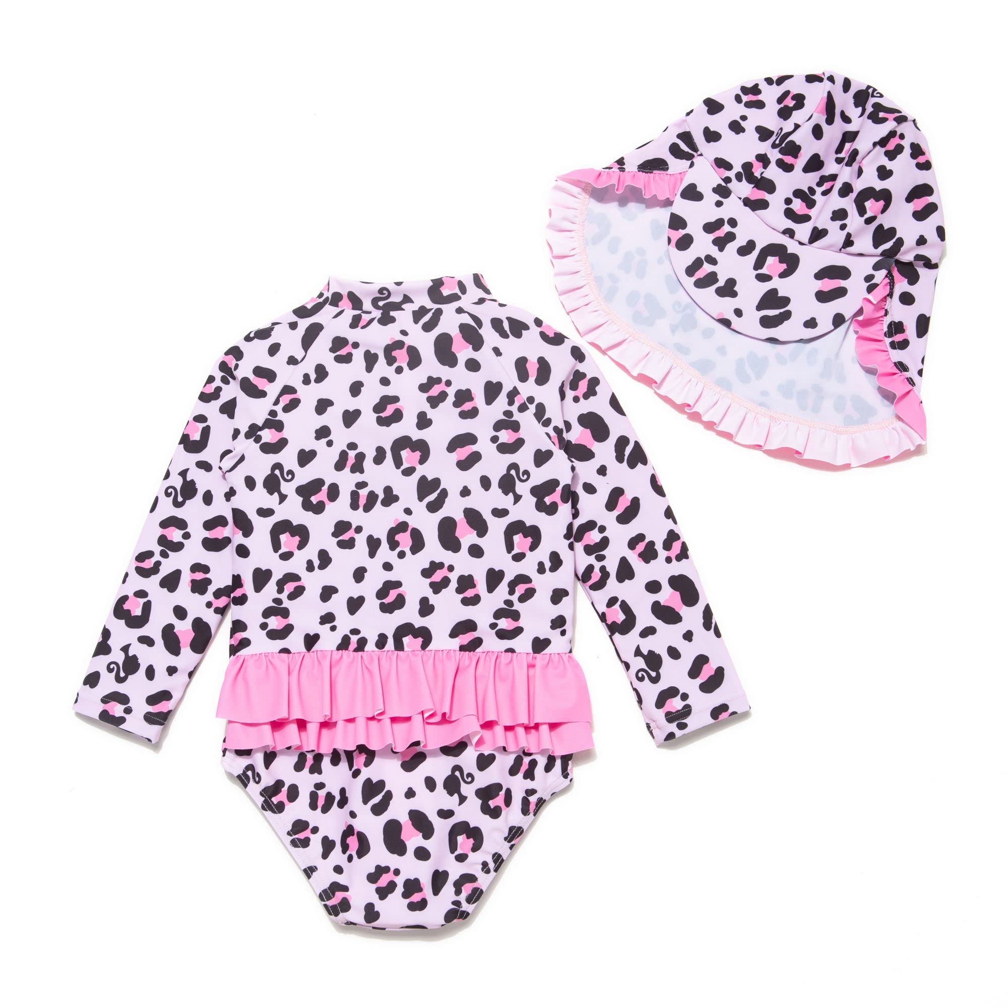 BONVERANO Maillot de Bain Une pièce à Manches Longues pour bébés Filles Protection UV 50+ avec Bonnet de Bain