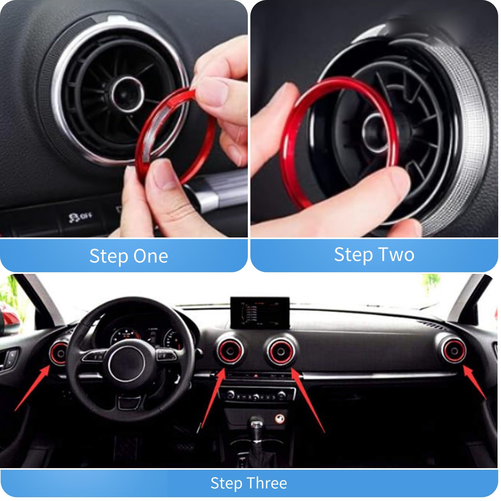 Air Conditioning Trim Binnenring, 4 Stuks Interieur Vent Outlet Cover Trim, Decoratieve Ring Aluminiumlegering voor Audi A1, Modificatie Onderdelen