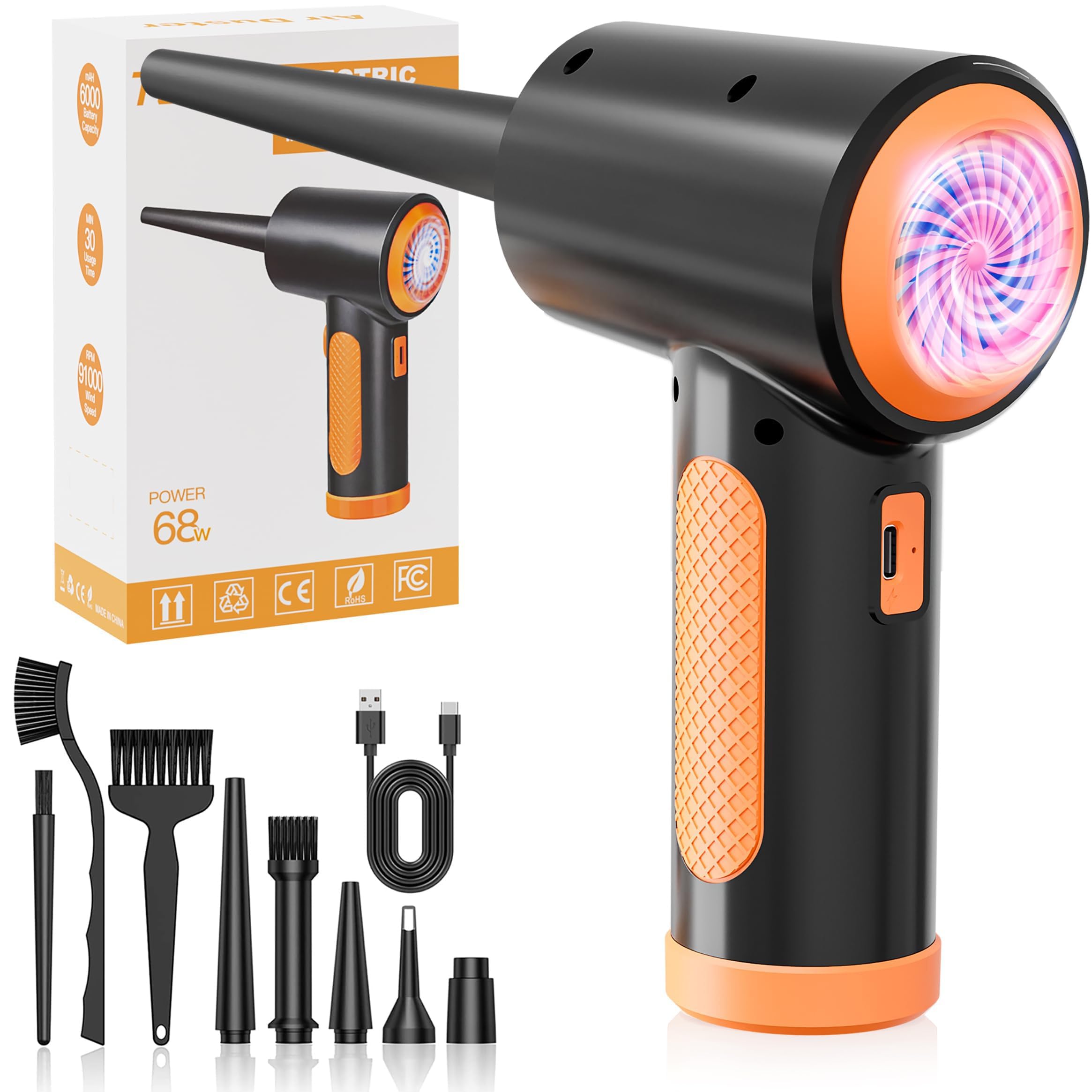 FLOWood Elektrische stofblazer, 120.000 omw/min, oplaadbaar via USB