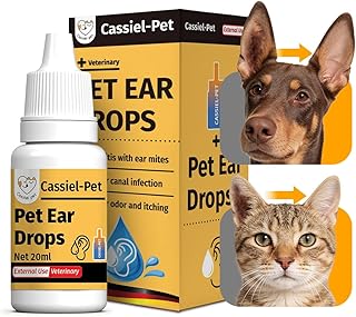 Ear Drops for Ear Infection Treatment, Ear Mites Treatment, Dog Yeast Soothing Cleansing, Ear Wax Removal, Itchy Ear Relief for Dogs and Cats | 20 ml 0.67 FL OZ