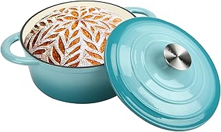 Cast Iron Dutch Oven 4.5 Quart Enameled Cast Iron Dutch Oven Pot with lid Heavy Duty Dutch Oven Dual Handles Porcelain Enameled Cast Iron Pot for Baking Braiser Cooking Family or Friends Gifts,Aqua