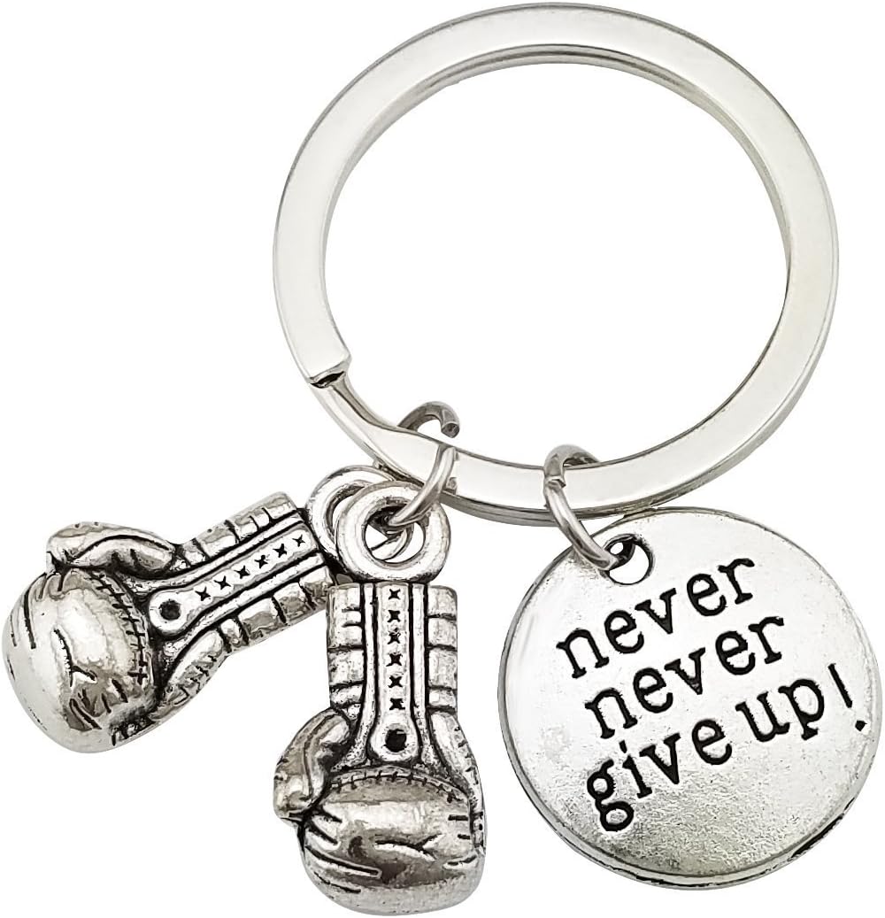 HAISWET Never Give Up Keychain Boxing Glove Keryring Purse Charm Purse Accessory