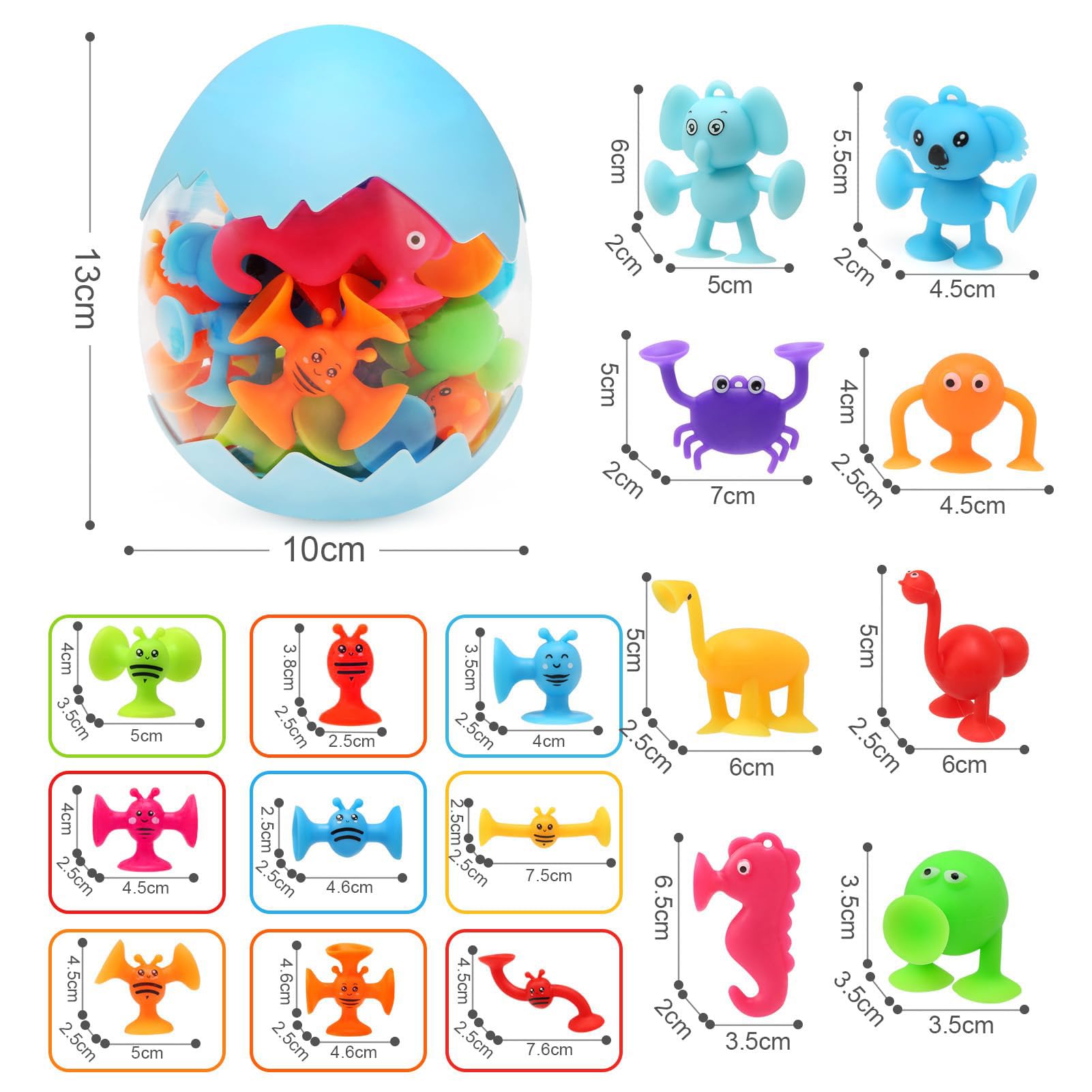 Giochi Bagnetto Neonato, 26 Pezzi Giocattolo a Ventosa in Silicone con Organizzatore, Giocattolo Sensoriale da Viaggio Giocattoli Bagno Educativi Regalo per Bambini 3 4 5 6 7 Anni