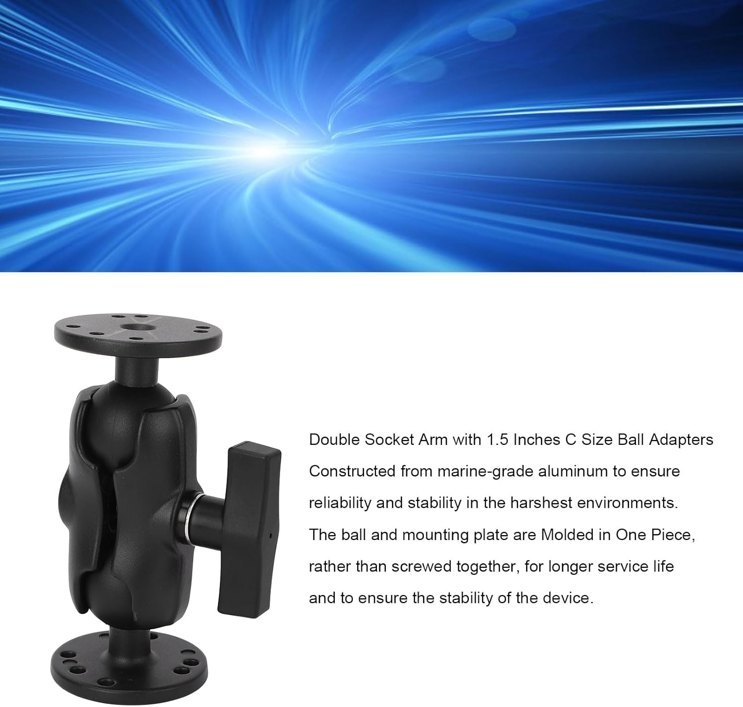 Heavy Duty Double Ball Mount, Truck Holder with Double Socket Arm C Size Ball Adapter Mount 1.5 Inch Ball Adapters and Mounting Base for Truck Drivers Off Road GPS Phone Dash Cam Mounting