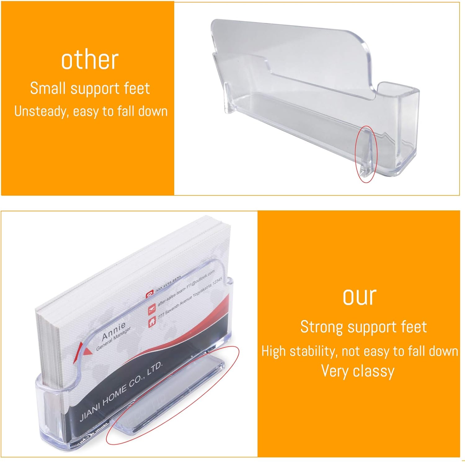 DMFLY Business Card Holder for Desk - 4 Pack Acrylic Business Card Holder Display Plastic Business Card Stand Desktop Business Card Holders for Exhibition, Home & Office, Fits 30-50 Business Cards : Office Products