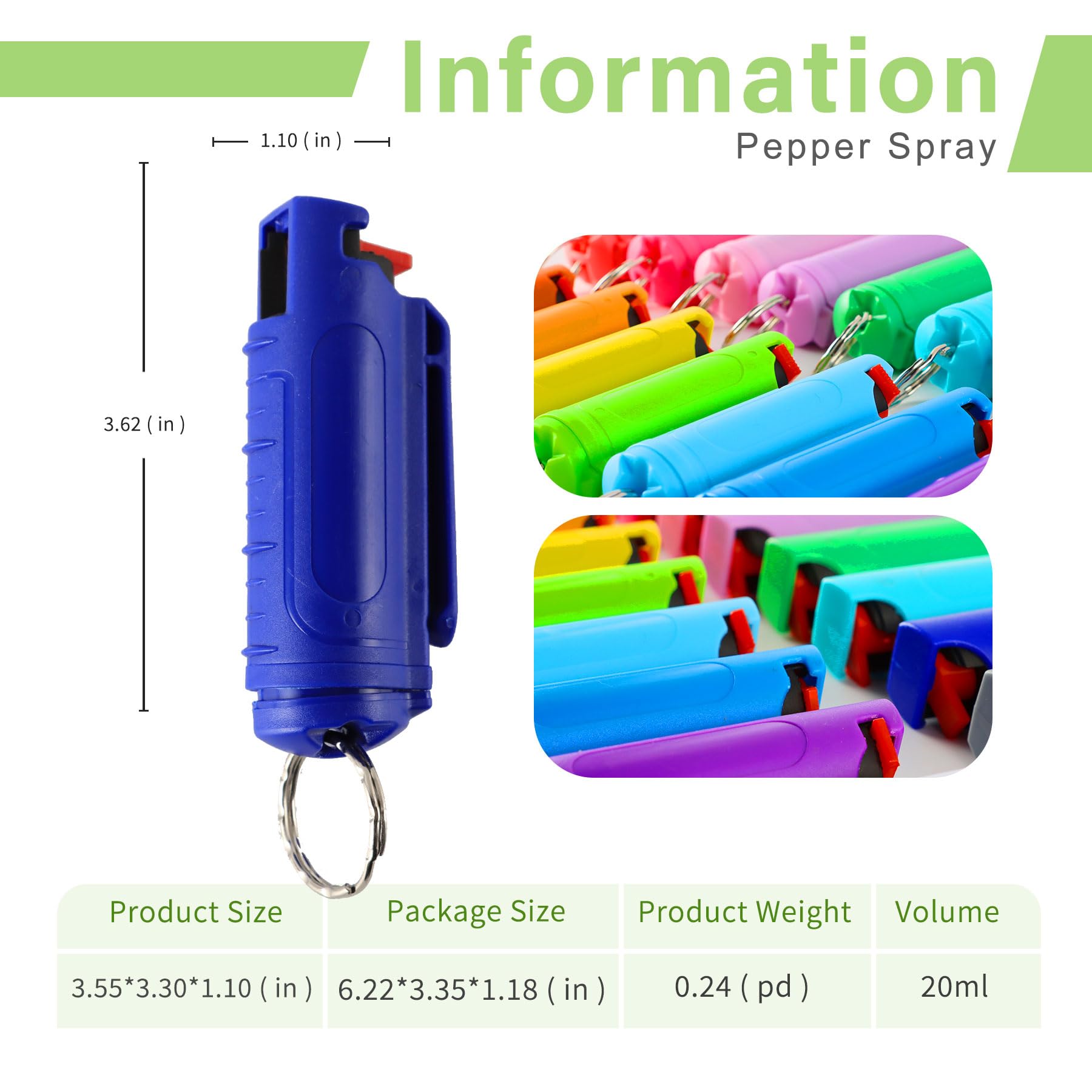 8-Pack MAGIUSA Pepper Spray Self Defense Kit for Women–Maximum Strength OC Spray Quick Release Keychain Compact & Portable for Personal Safety Ideal for Walking Jogging Travel & Self Defense Gift