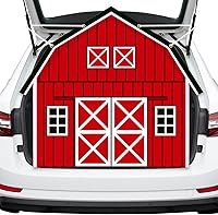 Vista 7 de Preboun Cartel de decoración de Halloween para tronco o golosinas de granja para automóviles, puerta de granero roja, arco de coche, decoración