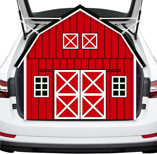 Miniatura 7 de Preboun Cartel de decoración de Halloween para tronco o golosinas de granja para automóviles, puerta de granero roja, arco de coche, decoración de