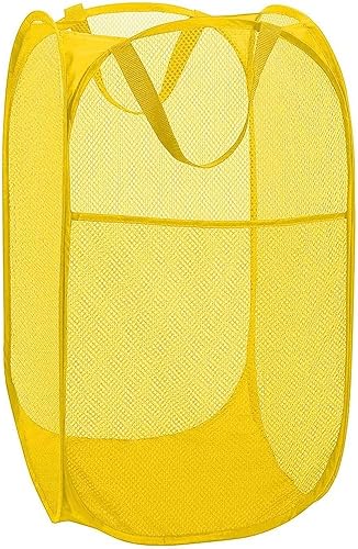 Miniatura 11 de BATTOO Cesta de lavandería emergente de malla fuerte de lujo con bolsillo lateral, plegable para cuarto de lavandería, baño, habitación de niños
