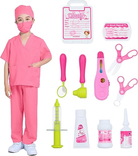 Miniatura 2 de Giaford Conjunto de uniforme médico para niños, disfraz de médico para niños y niñas, de 3 a 12 años