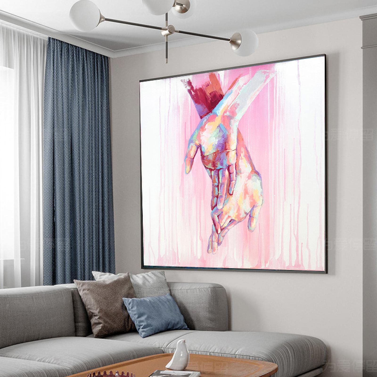 Yooyu Moderno rosa manos acuarela lienzo pintura arte carteles conjunto imprimir cuadros de pared sala de estar casa mural decoración 40x40cmx3 marco interno