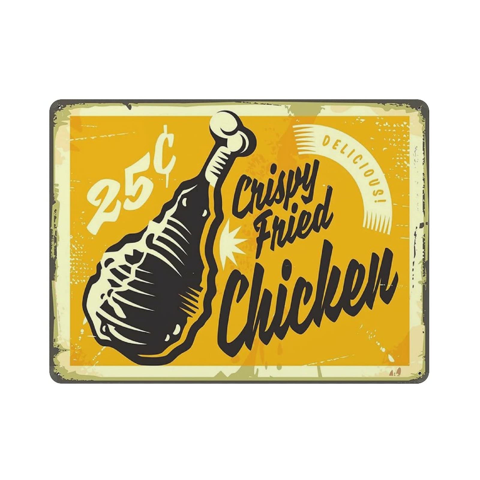 Metal Tin Sign Delicious Crispy Fried Chickens Vintage Tin Poster Metal Sign Wall Decoration Country Kitchen Home Garage Decor 12"x16"