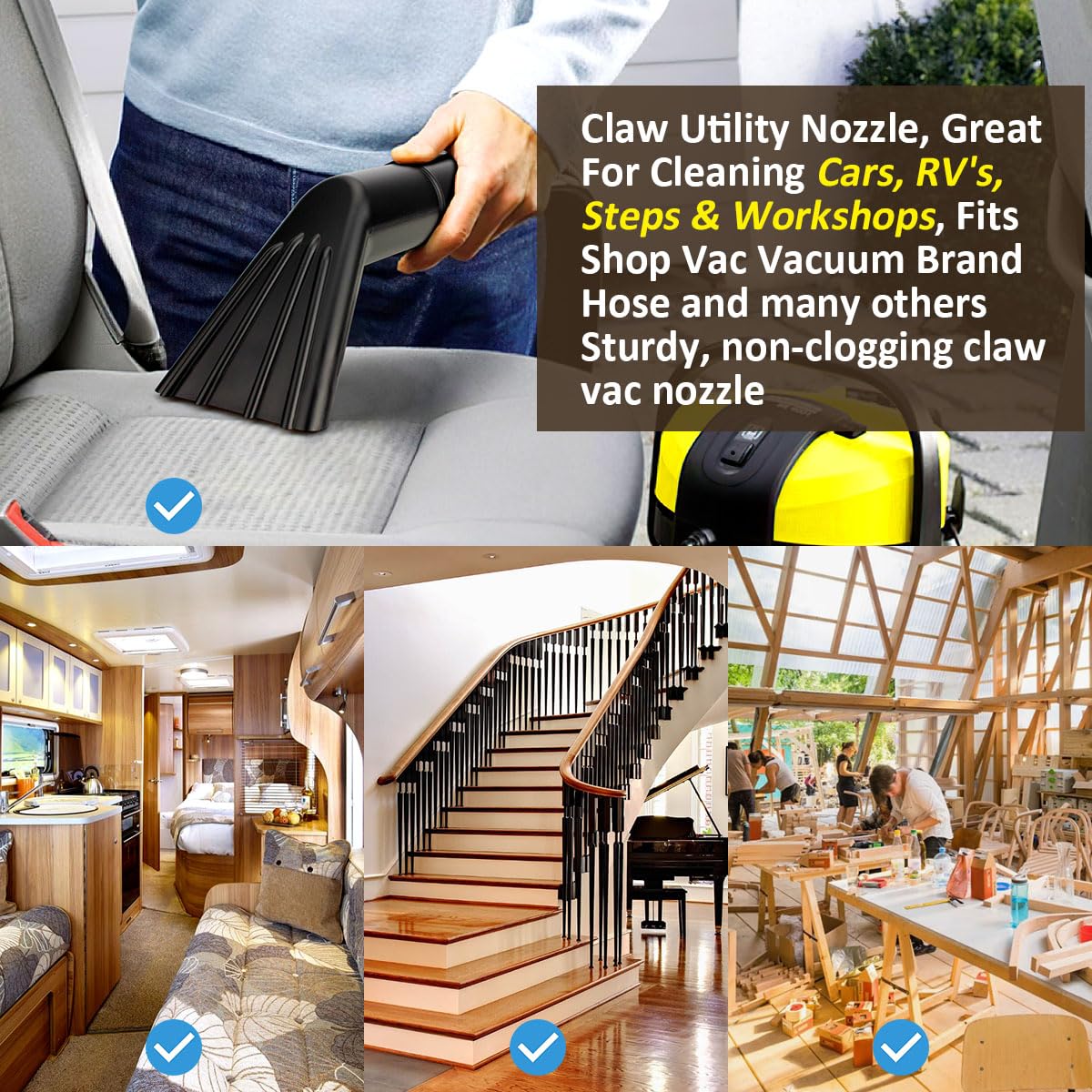 Shop Vac Claw Nozzle - 2 Pack for Wet/Dry Cleaning -4