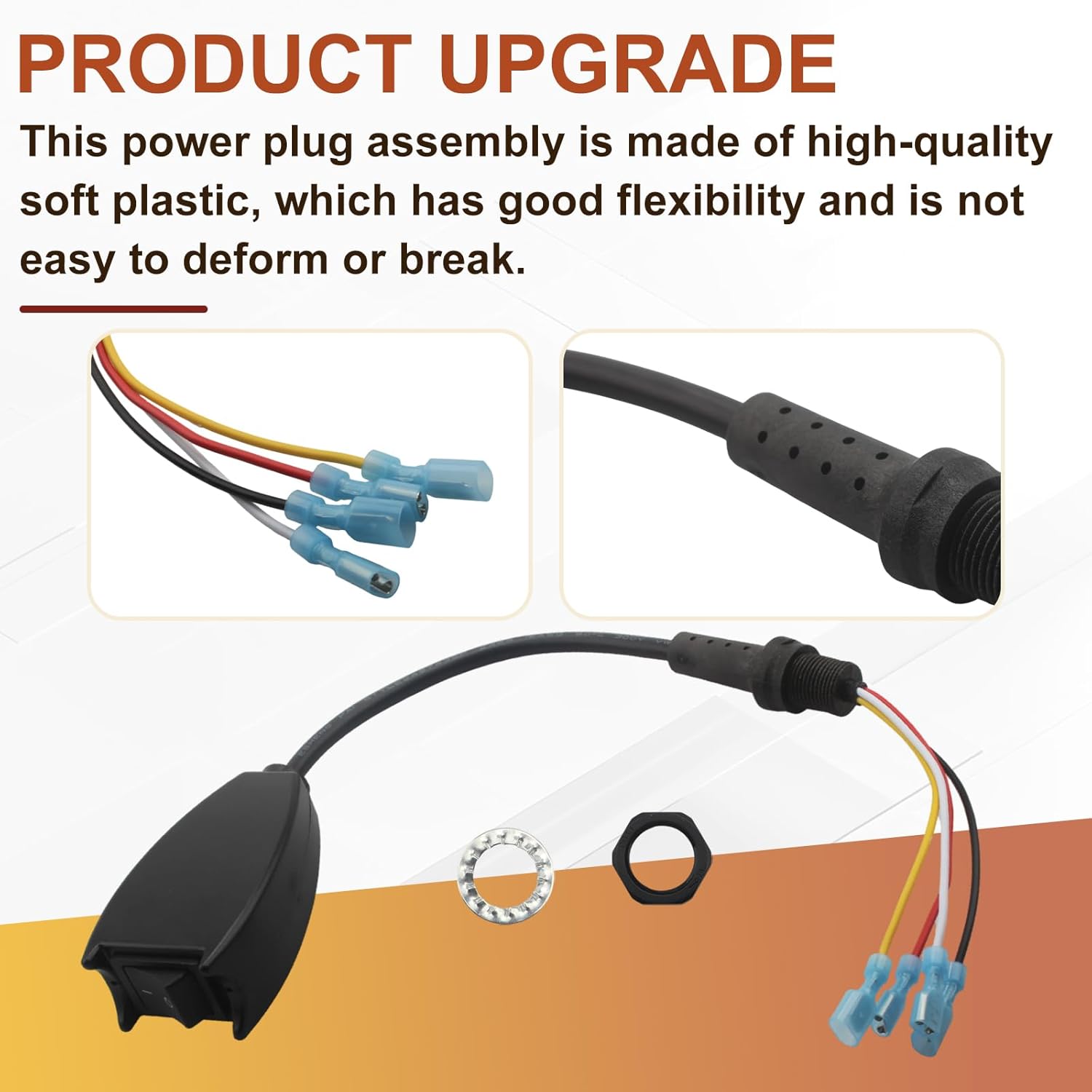 101610 Power Cord Assembly for Proteam Backpack Vacuum, w/Nut & Washer Switch Cord Parts for Super CoachVac/Super CoachVac HEPA/CoachVac