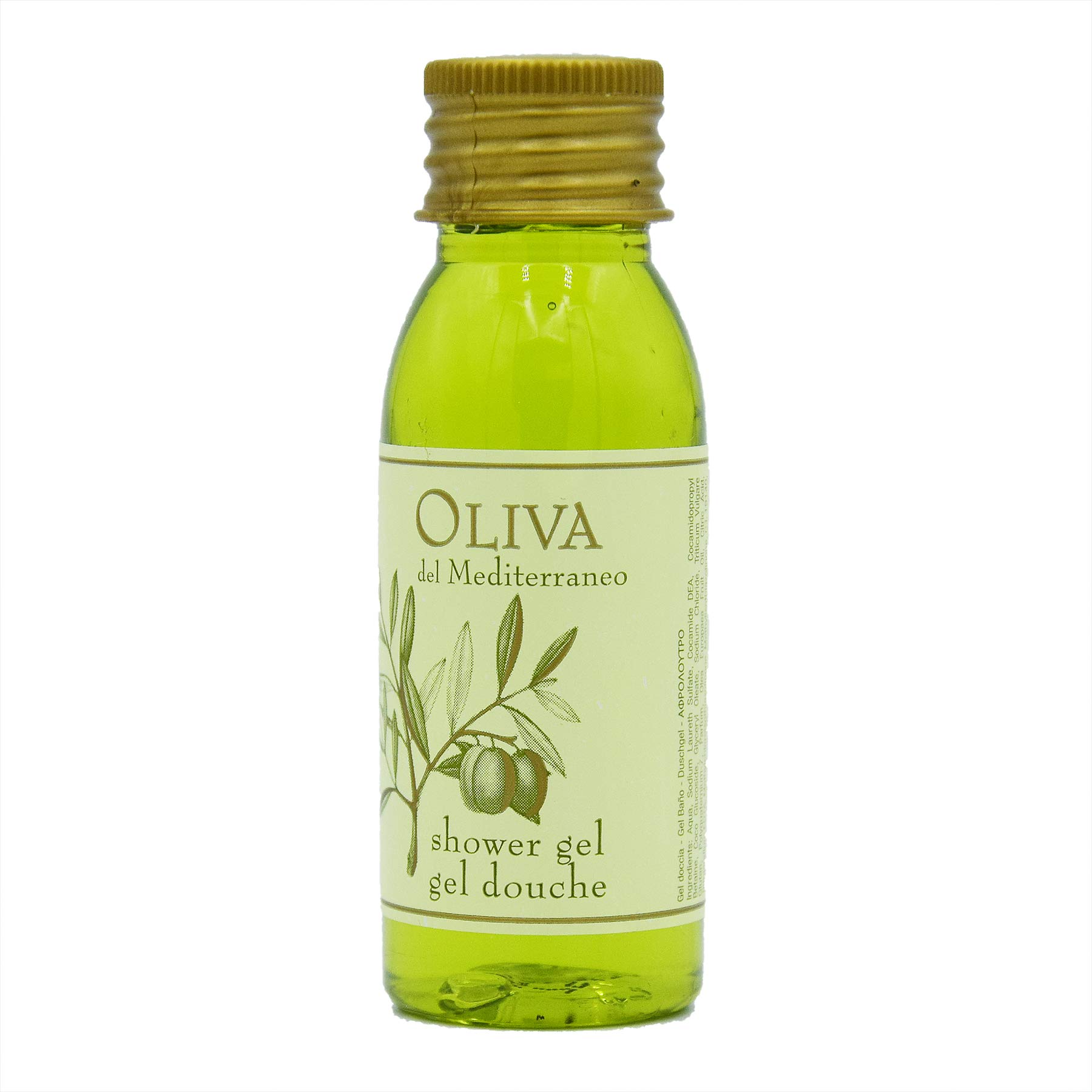 Awek.eu 100 Stück Hotel Duschgel mit Olivenöl Flasche 30ml Oliva Serie