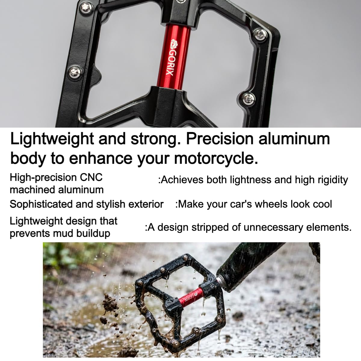 GORIX Bicycle Flachpedale mit Reflektor, breite, rutschfeste Aluminium-Kugellager, abgedichtet, für Rennräder und Mountainbikes (GX-FYST9)
