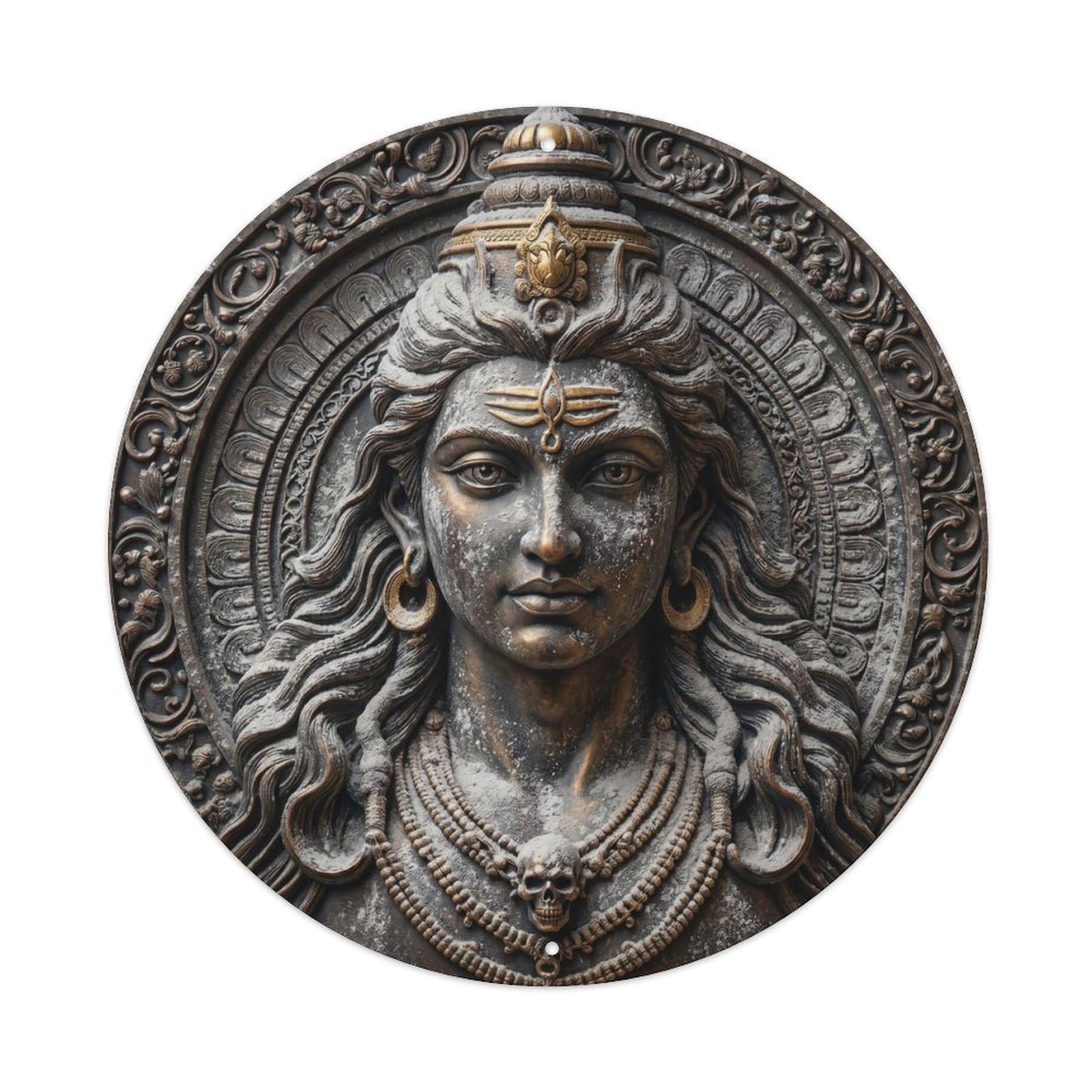 Shiva Ash Covered Ascetic Detachment Relief Sculpture Metal Tin Sign