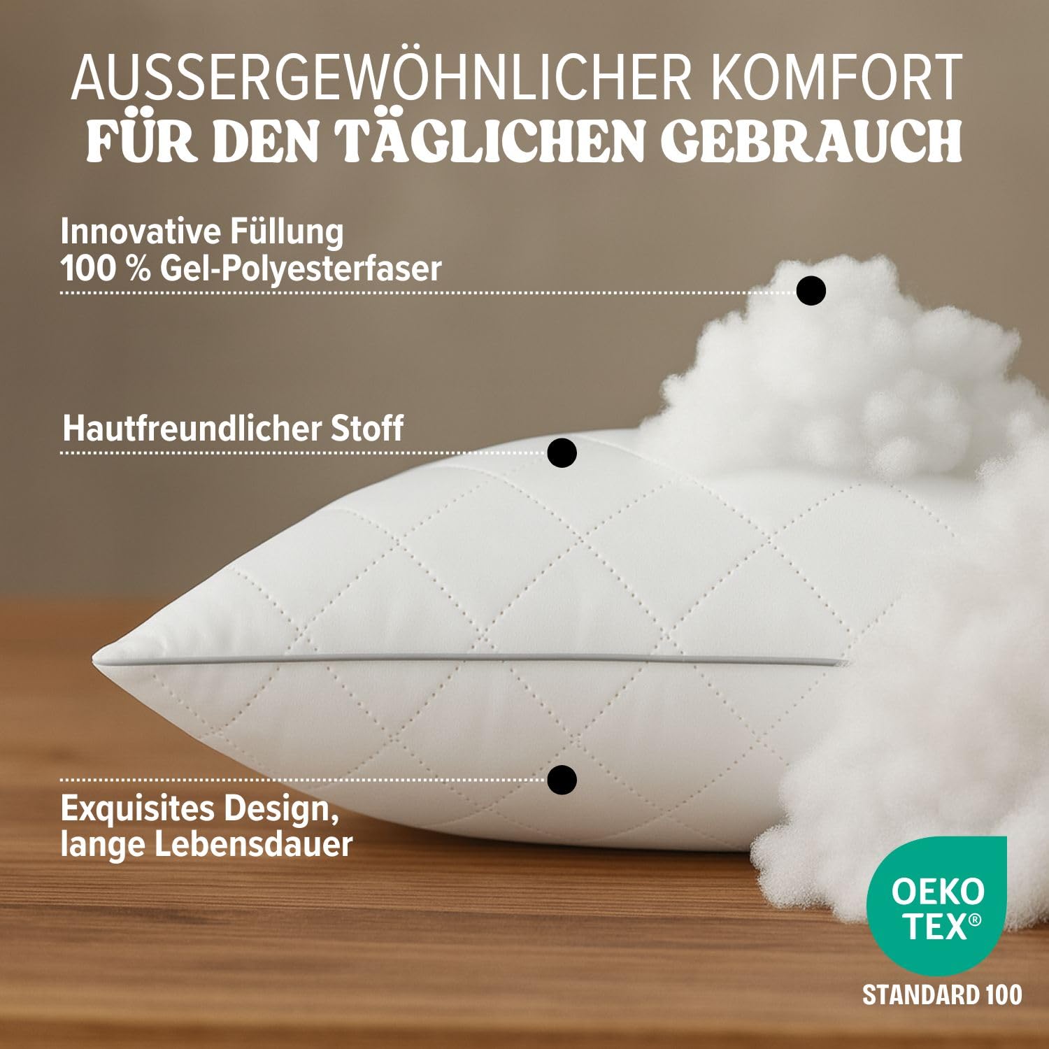 DREAMWAY Kissen 50x70 cm, 2er-Set Hotelqualität - Mikrofaser Weich