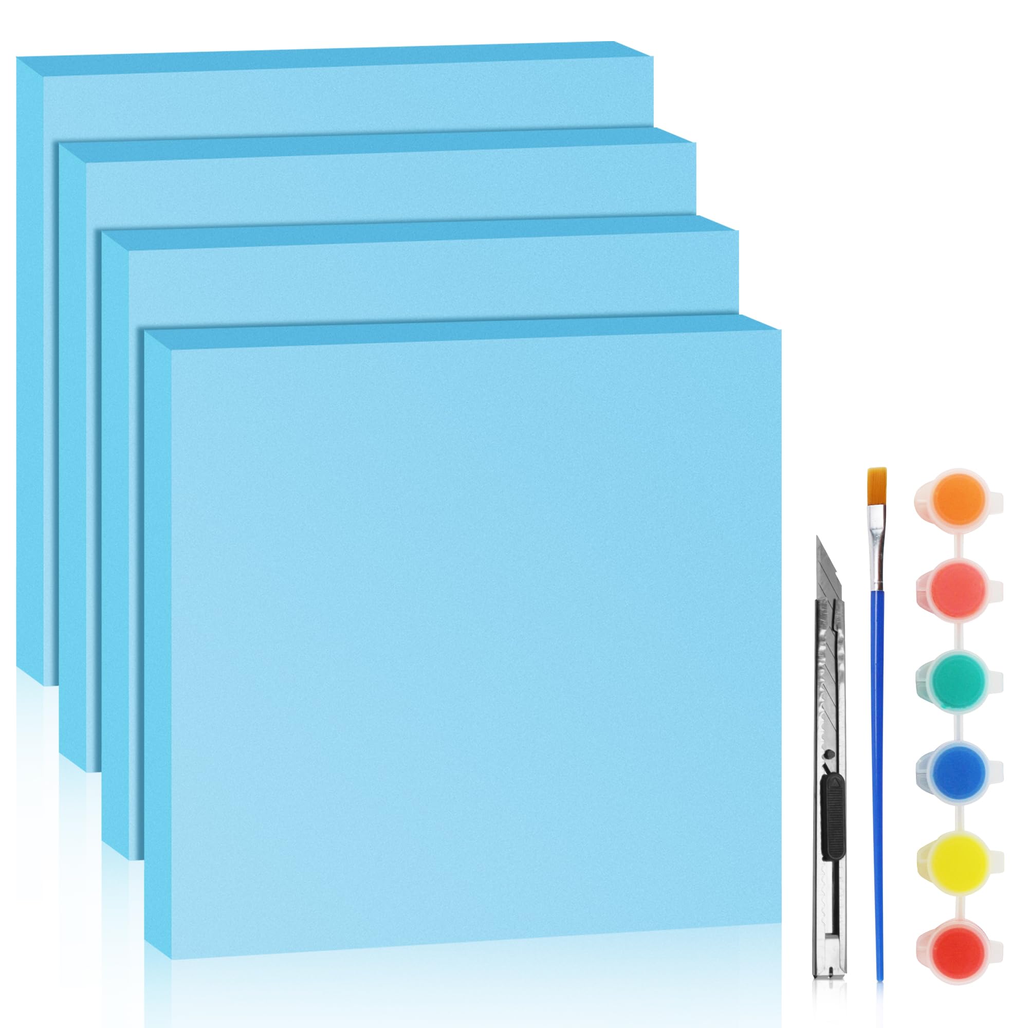 LuckyFoam Pacote com 4 folhas de espuma azul, 30,5 x 30,5 x 2,5
