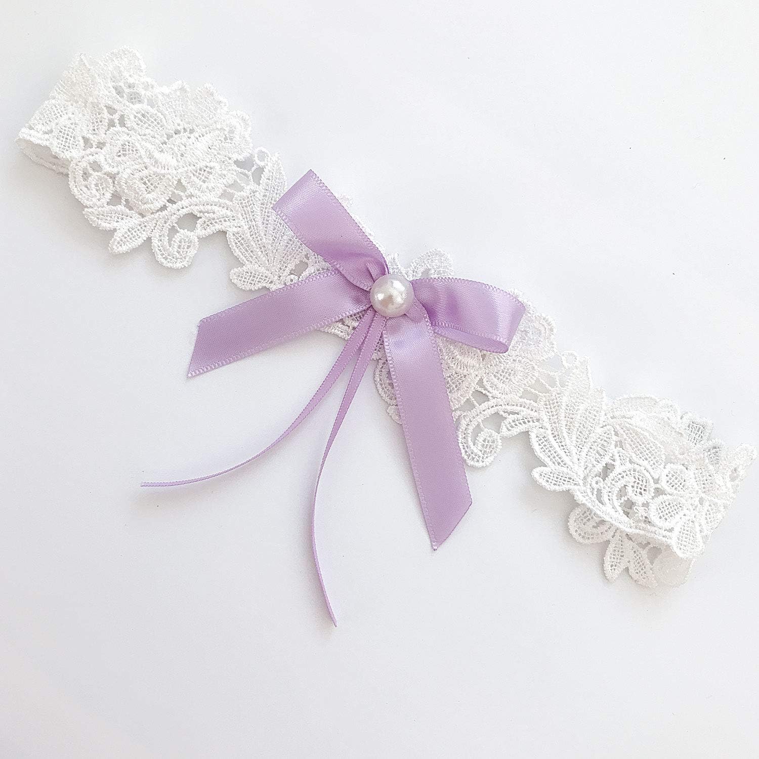 Lace Wedding Bridal Garter With Lavender Bow White Leg Ring Lace Garter Belt BW22