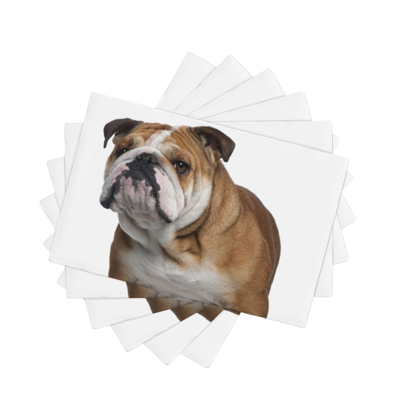 6 Sets de Table Bouledogue Anglais 45x30 cm Effet Lin Résistants à la Chaleur