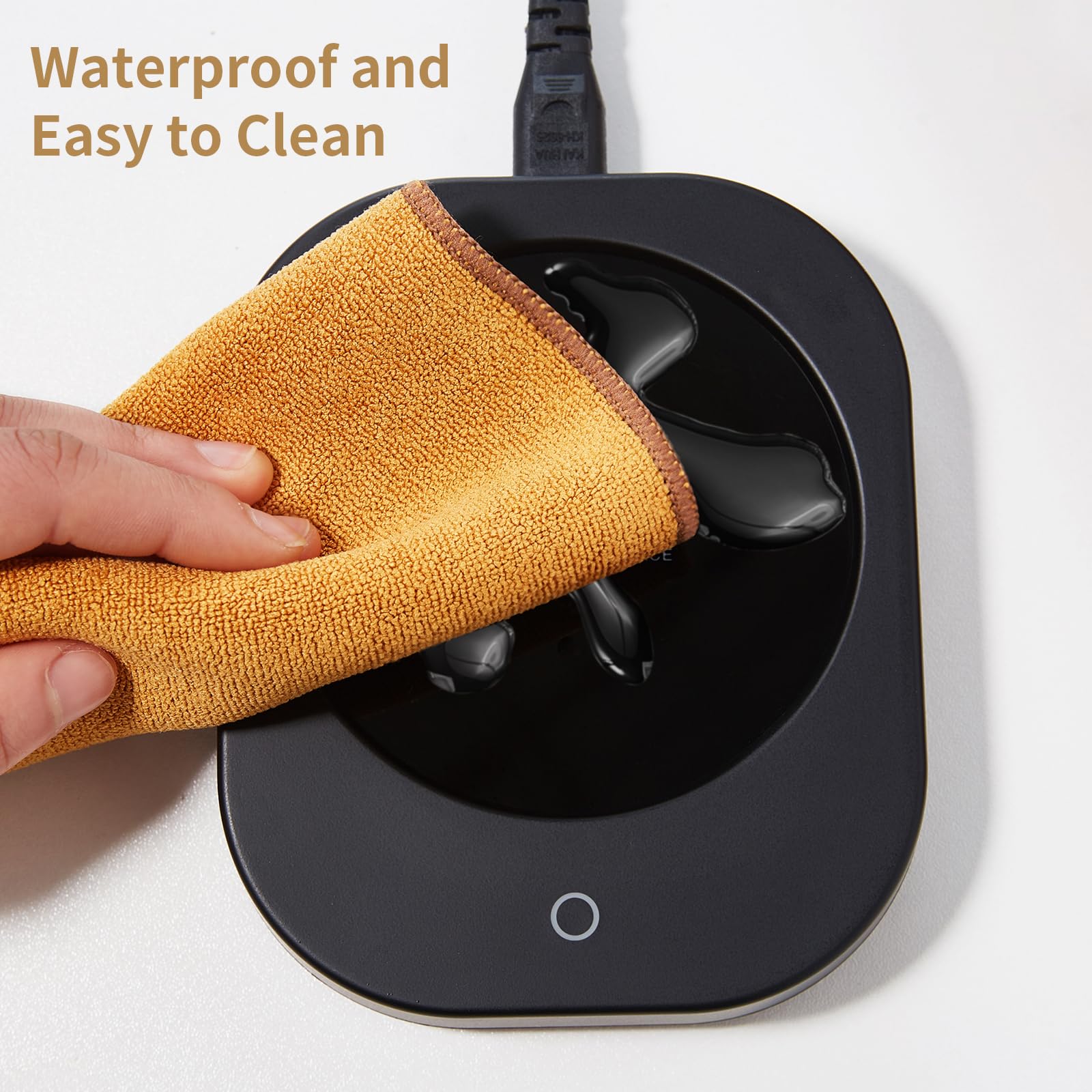 DOPUDO Calentador de tazas con apagado automático de 4 horas, 3 ajustes de temperatura, calentador eléctrico rectangular negro esmerilado, panel de vidrio de borosilicato, cable de 54 pulgadas