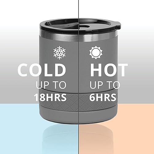 Miniatura 5 de Elemental Vaso de bola baja, taza de acero inoxidable de triple pared de 10 onzas con tapa Tritan no rota, vaso de whisky aislado, taza de café