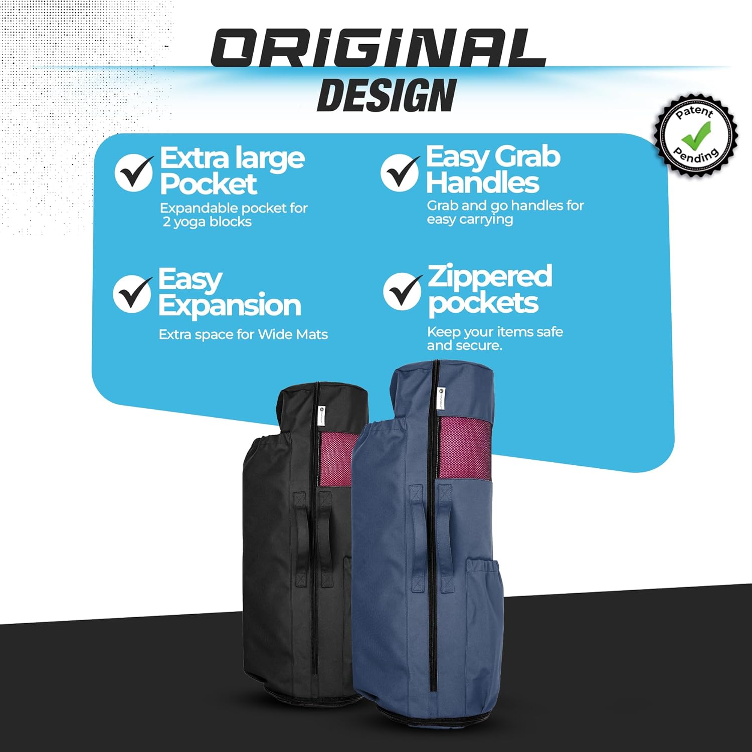 MAGNILAY Yoga Mat Bag - for Women and Men, Yoga Mat Carrier, Fits Mats Blocks and Accessories for Workouts, (32”L) - Image 5