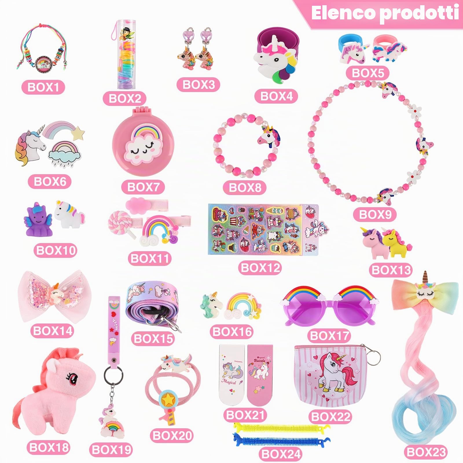 Calendario Avvento Bambina, Regalo di Natale con 24 Giorni di Sorprese, Regali Unicorno per Bambine e Bambini, Inclusi Giocattoli e Accessori per Capelli